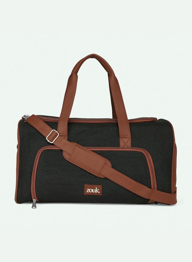 Zouk Weekender Duffel Bag for Men | Stylish Travel Duffel | Spacious Carry-On for Weekend, Gym & Business Trips | Jet Black - Image 5